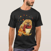 T-shirt TAN Pekingese Fall Scarf Dogs Automne Feuilles (Devant)