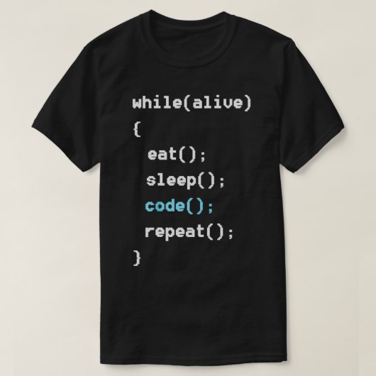 T-shirt Tandis qu'Alive Mangez le code de sommeil Programm (Design devant)
