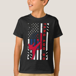 T-shirt Tang Soo Do Martial Arts Karate Drapeau Américain