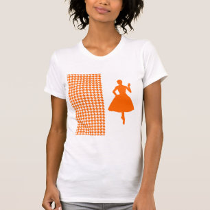 T-shirt Tangerine Houndstooth moderne avec Silhouette de m