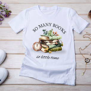 T-shirt Tant de livres si peu de temps Vintage aquarelle