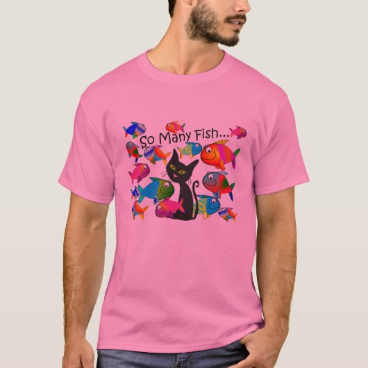 T-shirt "Tant de poissons" Cadeaux Amoureux de les chats (Devant)