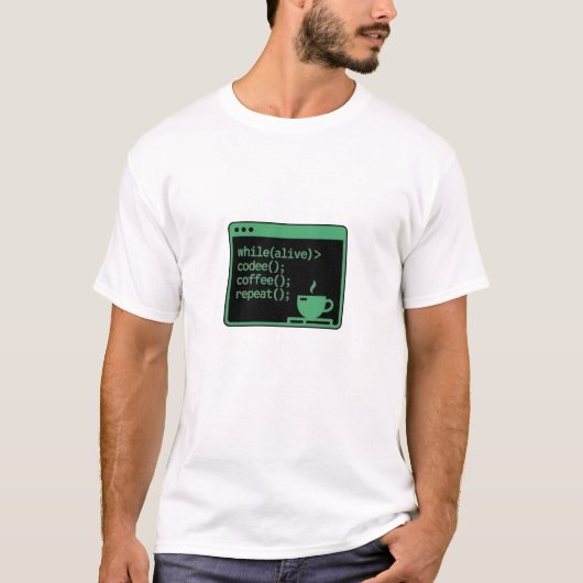 T-shirt Tant que le code de café vivant répète drôle de pr (Devant)