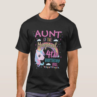 T-shirt Tante 4ème fille arc-en-ciel licorne Py Famille