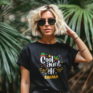 T-shirt Tante Cool Elf Typographie Amusante Famille Tenue