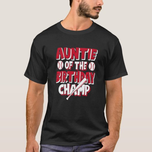T-shirt Tante De L'Anniversaire Champ Boys De Baseball (Devant)