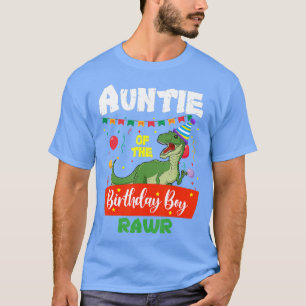 T-shirt Tante De L'Anniversaire Garçon Dinosaur Raptor Tan