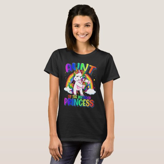 T-shirt Tante De L'Anniversaire Princesse Flossing Unicorn (Devant entier)
