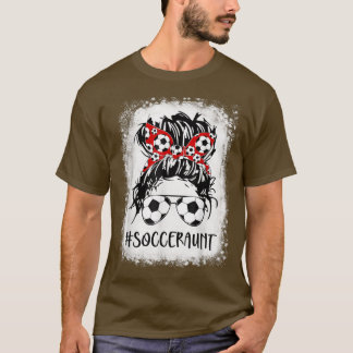 T-shirt Tante de soccer blanchie Vie Messy Bun Femme Mère