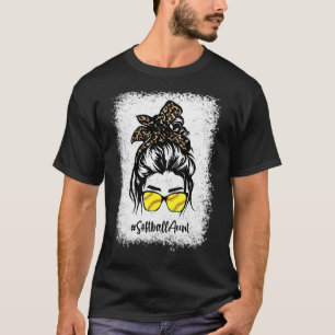 T-shirt Tante de softball Messy Cheveux Bun Leopard Femme