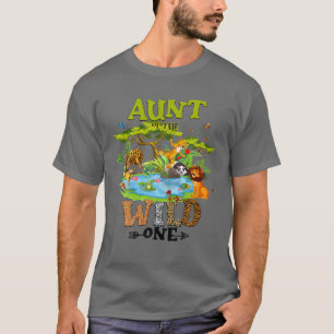 T-shirt Tante Du Zoo Wild One Anniversaire Animaux Boisés