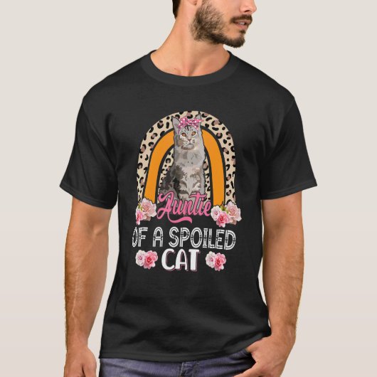 T-shirt Tante D'Un Chat Mélangé Fleurs Léopard Rainb (Devant)