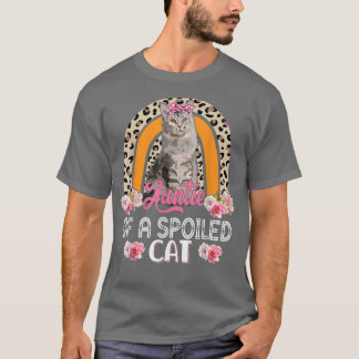 T-shirt Tante D'Un Chat Mélangé Fleurs Léopard Rainb