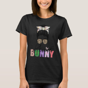 T-shirt Tante Extraordinaire Bunny Messy Bun Leopard Joyeu