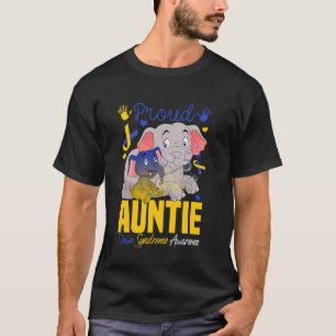 T-shirt Tante fière Éléphant Syndrome de Down Jaune & Bleu