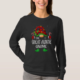 T-shirt Tante Gnome Buffalo à carreaux rouges Famille Noël
