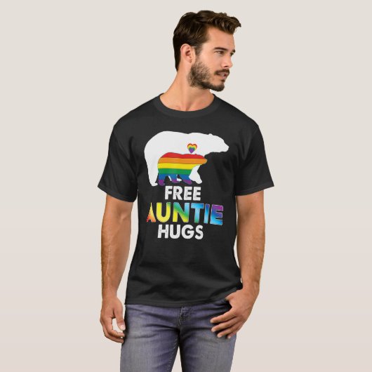 T-shirt Tante Gratuite Accrocs Arc En Ciel Ours Lgbt Pride (Devant entier)