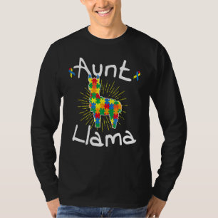 T-shirt Tante Llama Puzzle Pièce Ruban Cool Autisme