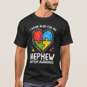 T-shirt Tante Oncle Je Porte Bleu Pour Mon Neveu Autiste A