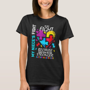 T-shirt Tante Oncle Puzzle Coeur Bleu Fighter Nièce Autism