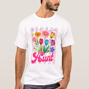 T-shirt Tante rayée Fleurs sauvages Coquette Nœud floral M