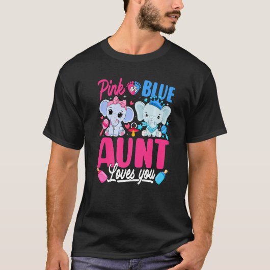 T-shirt Tante Rose Ou Bleue Vous Aime Genre Révéler Élépha (Devant)