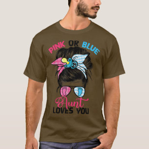 T-shirt Tante rose ou bleue vous aime Messy Bun Genre Reve