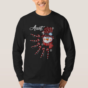 T-shirt Tante Snowman Sucre de canne Noël Rouge Plaid Casq