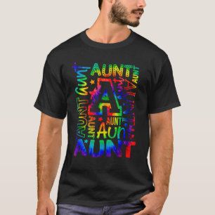 T-shirt Tante Typographie Tie Dye Auntie Mignonne Fête des
