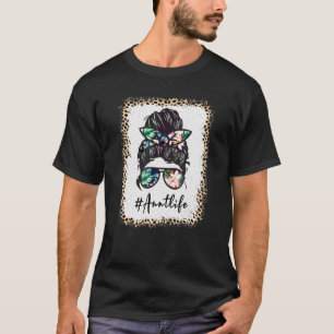T-shirt Tante Vie Bleached Auntlife Leopard Messy Bun Moth