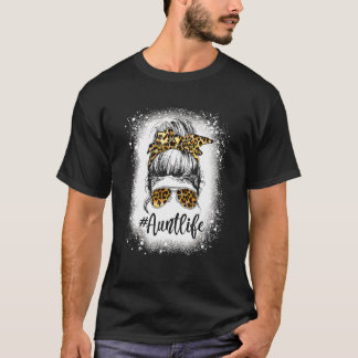 T-shirt Tante Vie Leopard mignon Messy Bun Girl Womens Mot