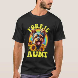 T-shirt Tante Yorkie Terrier Yorkshire Chien Tournesol
