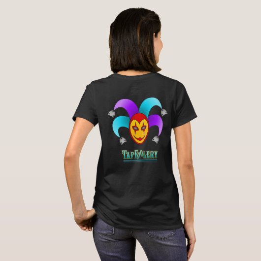 T-shirt TapFoolery - aqua sur des lignes noires (Dos entier)
