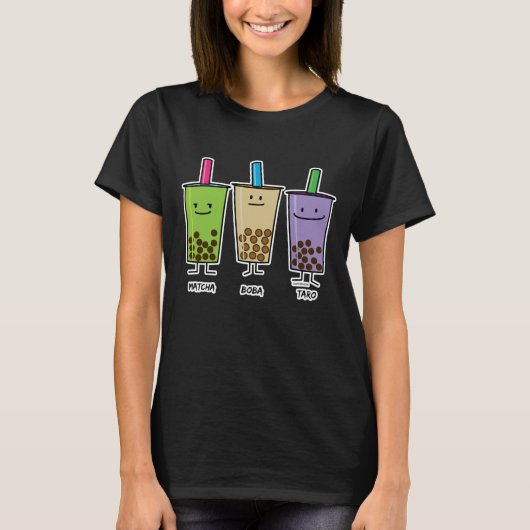 T-shirt Tapioca de taro de lait de boissons de vert de thé (Devant)