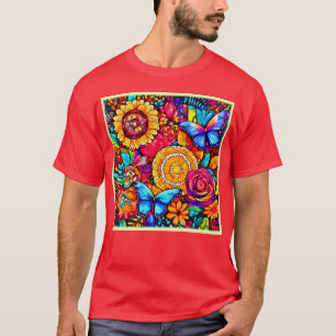 T-shirt Tapisserie florale de papillon envoûtante