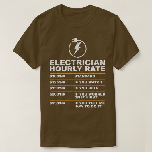 T-shirt Tarif horaire de l'électricien usd 3 (Design devant)