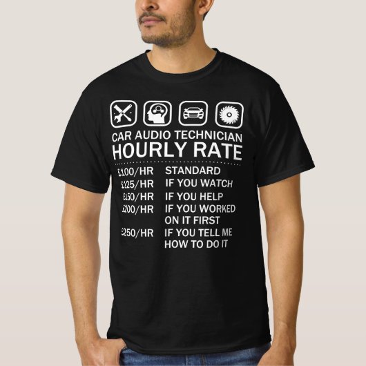 T-shirt Tarif horaire du technicien audio de voiture - Tau (Devant)
