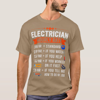 T-shirt Tarif Horaire Électricien Avec Outils Électriques 