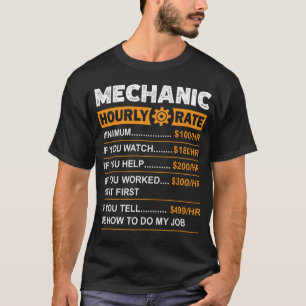T-shirt Tarif Horaire Mécanicien Taux De Main-D'œuvre Sarc