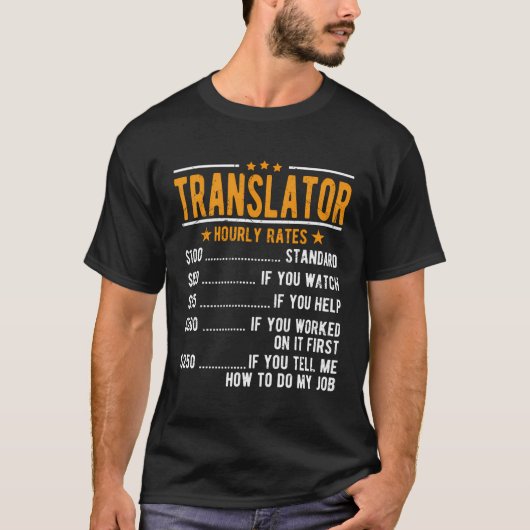 T-shirt Tarifs horaires du traducteur (Devant)