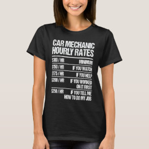 T-shirt Tarifs Horaires Mécanicien Automobile Réparateur d
