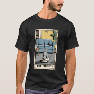 T-shirt Tarot Carte Le Chariot Chat Aspirateur Robot Fu