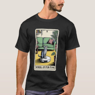 T-shirt Tarot Carte Roue de Robot Aspirateur Chat Fur-Tune