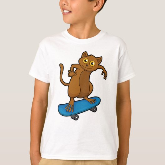 T-shirt Tarsier comme Patineur avec Skateboard (Devant)