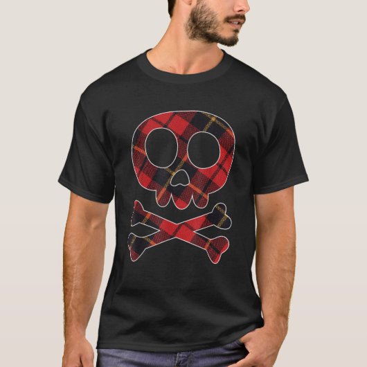 T-shirt Tartan de Noël amusant Plaid Skull Crossbones T Sh (Devant)