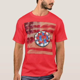 T-shirt Tarte à pomme rouge, blanche et bleue