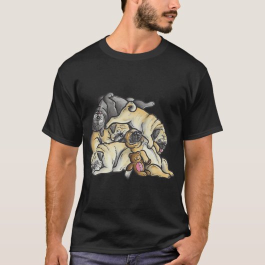 T-shirt Tas de Pugs endormis (Devant)