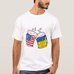 T-shirt Tasse à bière avec drapeau américain ukrainien Pat