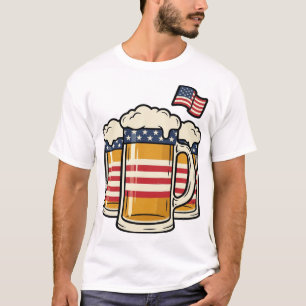 T-shirt Tasse à bière patriotique dessin vectoriel vintage