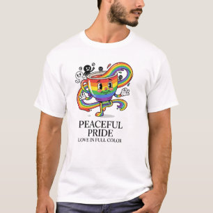 T-Shirt Tasse à Café Arc-en-Ciel Rétro Paisible Fi